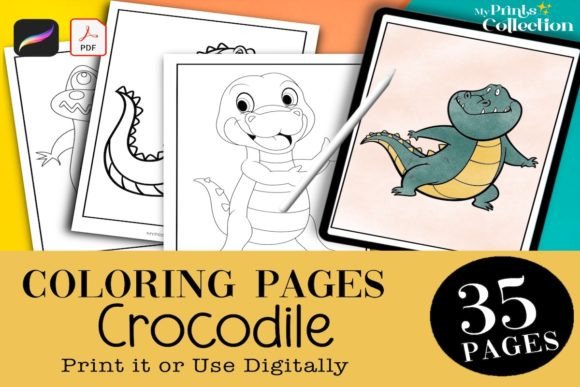 35 Crocodile ColoringPages for Kids & Adults