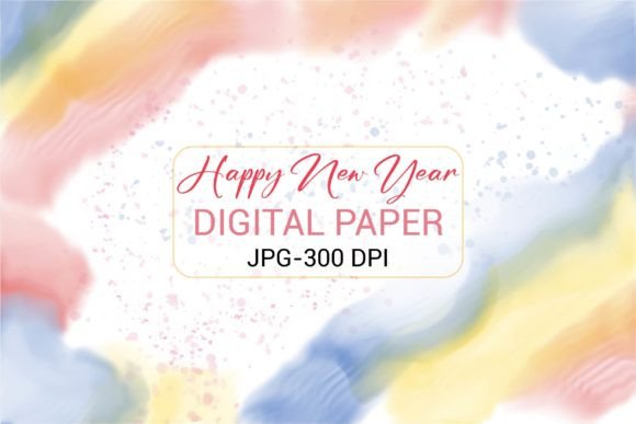 Happy New Year Watercolor Digital Paper