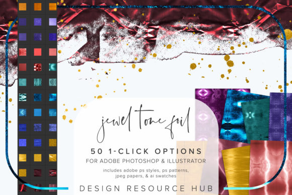 Jewel Tones Foil Photoshop Styles: Elevating Digital Design with Metallic Elegance