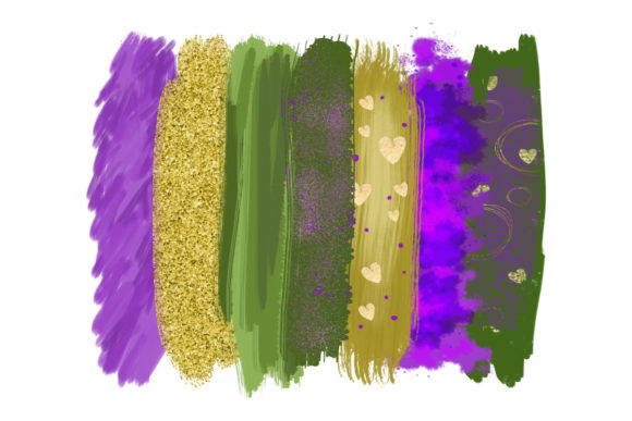 Mardi Gras Brushstrokes: Digital Design Assets