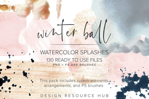 Winter Ball Watercolor Splashes: Hand-Painted Assets